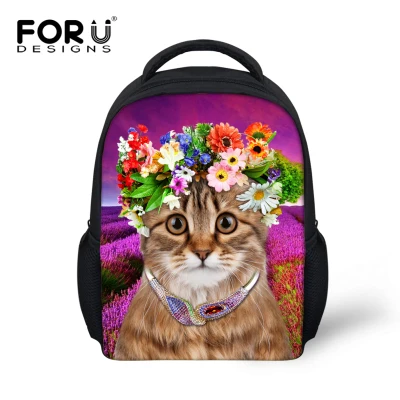 CA4706F FORUDESIGNS/Детский Школьный рюкзак, сумка для девочек, милая Цветочная кошка школьная сумка для детей, Mochila, детский сад, мини-книжные сумки - Цвет: CA4706F