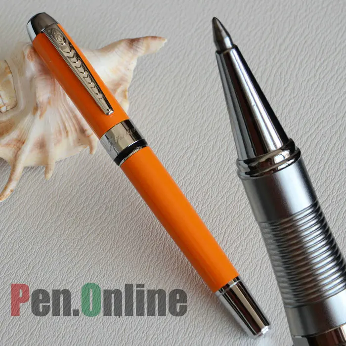Шариковая ручка JINHAO 250 перьевая яркая оранжевая серебристая отделка и зажим |