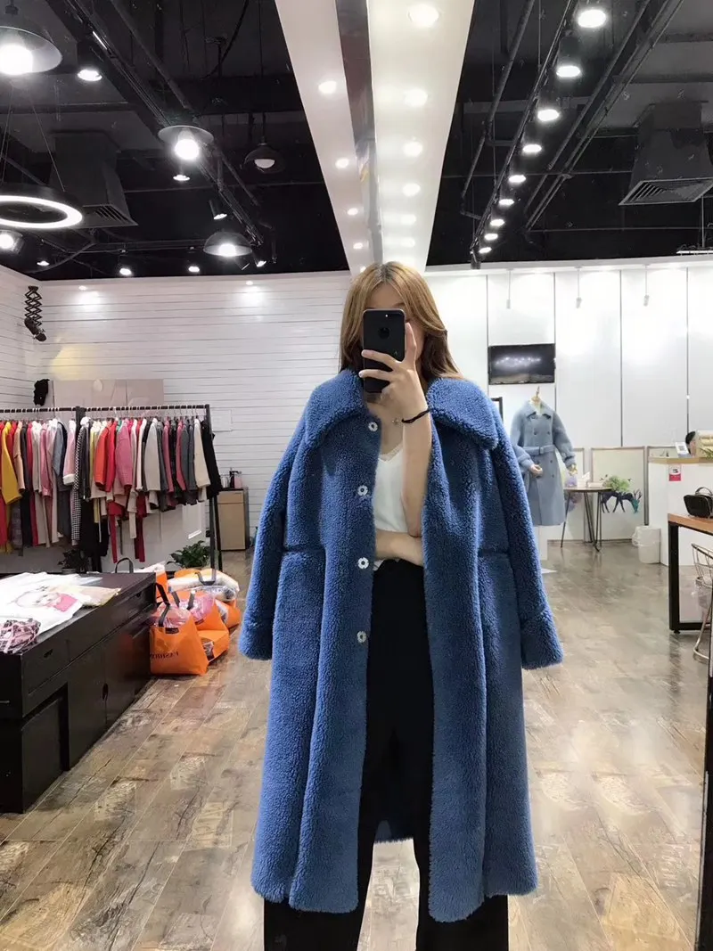 blue Новое поступление женские зимние пальто и куртки смешанные Модные свободные большие размеры женская верхняя одежда модные женские зимние длинные пальто - Цвет: blue