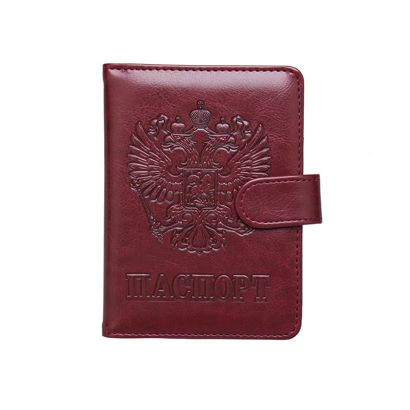 dark red Чехол для паспорта из искусственной кожи в русском стиле, защитный чехол на застежке, чехол для билетов, чехлы для кредитных карт, чехол для паспорта, кошелек - Цвет: dark red