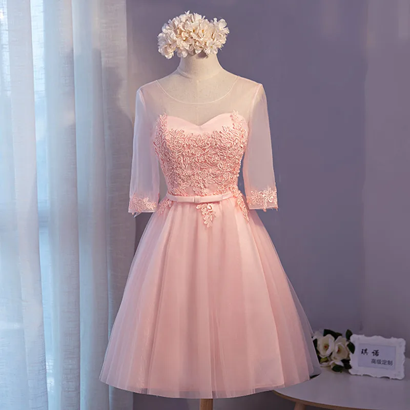 pink Robe de soiree короткое розовое вечернее платье на шнуровке с коротким рукавом и открытыми плечами abendkleider vestido de noche, платья для выпускного вечера - Цвет: pink