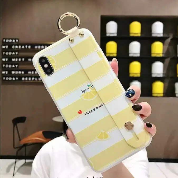 Ourdeals карамельный цвет на запястье цепочка чехол для телефона для iphone 8 6 6s plus XS MAX X мягкий чехол для iphone 7 Чехол для XR чехол Cuque - Цвет: D