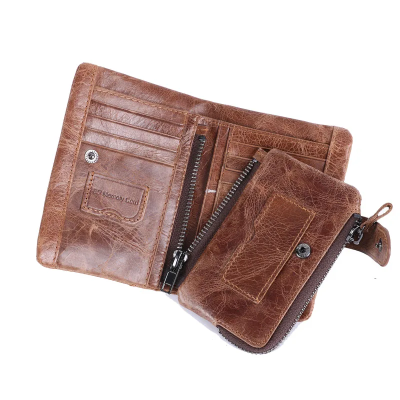 Мужской кошелек из натуральной бычьей кожи дизайнерский короткий винтажный с