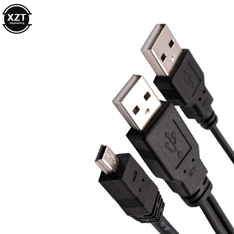 2 в 1 USB 0 двойной A Тип 2A штекер к мини 5 контактный Y образный кабель для