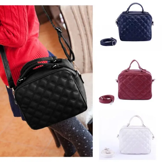 LONGSTAR Fashion Women Shoulder Bag PU Leather Check Pattern Crossbody Messenger Tote |