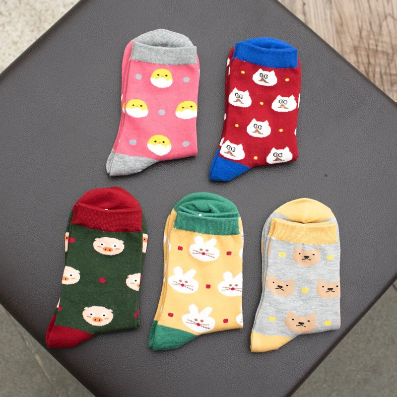 10Pairs/Lot 2016 women socks animal picture Qiu dongkuan female cotton wholesale | Женская одежда