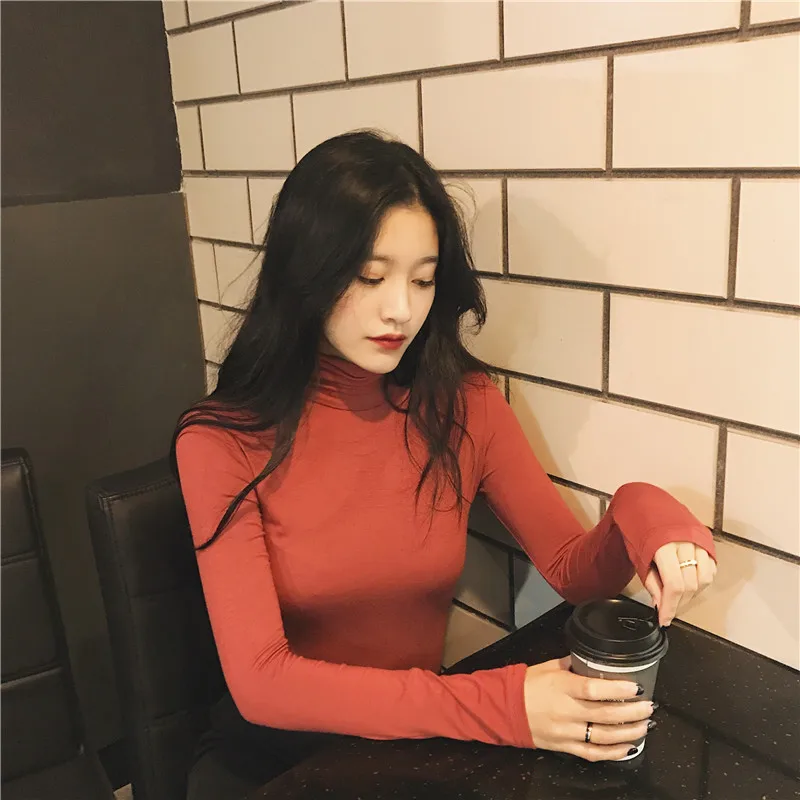 2019 Весенняя НОВАЯ шикарная тонкая рубашка с высоким воротником Однотонная