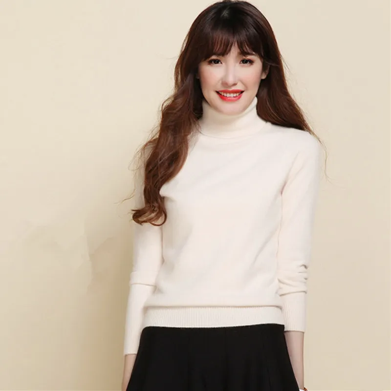 Осенний и зимний свитер с высоким воротом женский тонкий Женский кашемировый