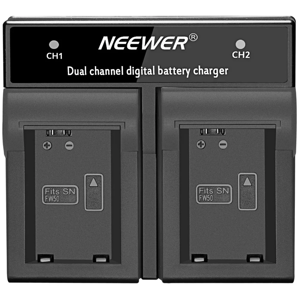 Neewer светодиодный двухканальный цифровой Батарея Зарядное устройство для sony NP-FW50 Батарея/NEX-5 NEX-6 NEX-7 NEX-C3 NEX-F3 SLT-A33 SLT-A55 A3000