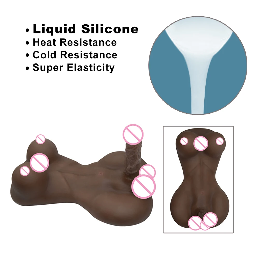 Черная силиконовая кукла для интима с пенисом 18 см и большой грудью любви женщин