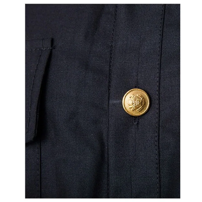 High Quality 2022 Fashion Spring Autumn Wind Gold Epaulettes Decorations Black Seven Points Sleeve Shoulder Strap Men\'s Shirts