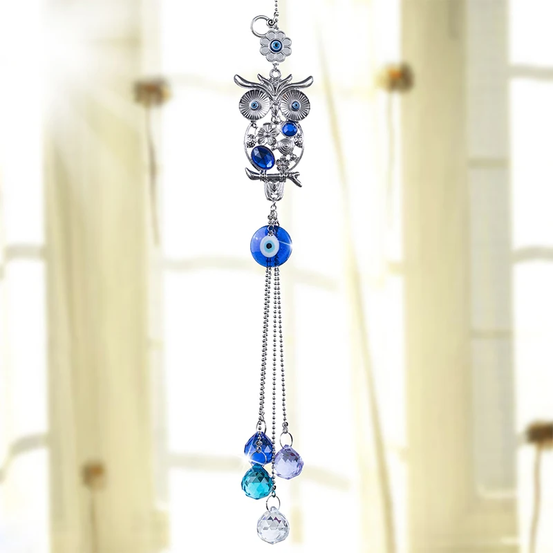 H& D синий Злой Глаз бусина(Назар) Сова Suncatcher амулет настенные Висячие украшения-дома благословение подарок удачи и защиты кулон