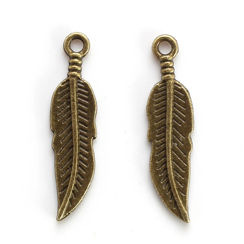MEIBEADS Vintage Zinc Alloy Antique Bronze Feather Charm pendant For Bracelet&ampNecklace Jewelry Hand Making Accessories EY4865 | Украшения