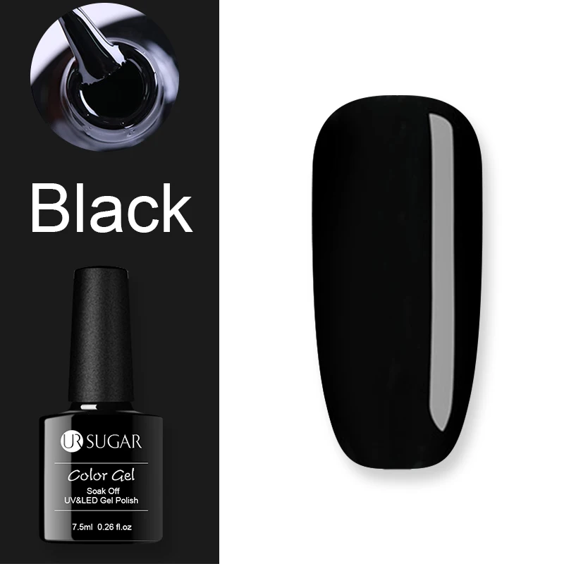 Black Ur Sugar Гель-лак UV Vernis Полупостоянный праймер верхнее покрытие 7,5 мл замачиваемый эмалированный Гель-лак УФ-гель для ногтей лак - Цвет: Black