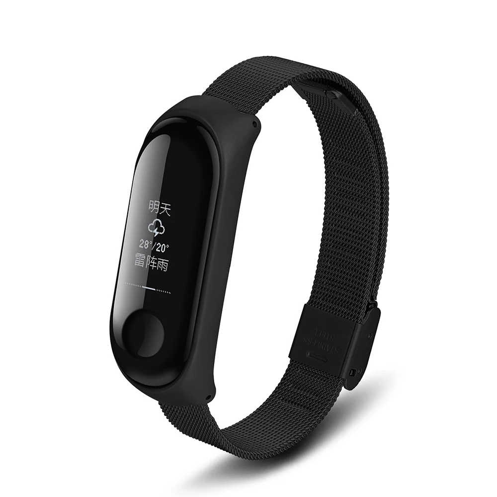 AK-black Для Xiaomi Mi band 3 металлический ремешок xiaomi band 3 металлический браслет из нержавеющей стали Миланский ремешок Mi 3 ремешок 3 металлический ремешок - Цвет ремешка: AK-black