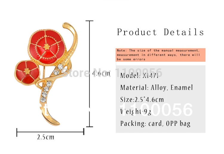 Бесплатная доставка 2019 Yiwu горячие новые продукты красная брошь со стразами для