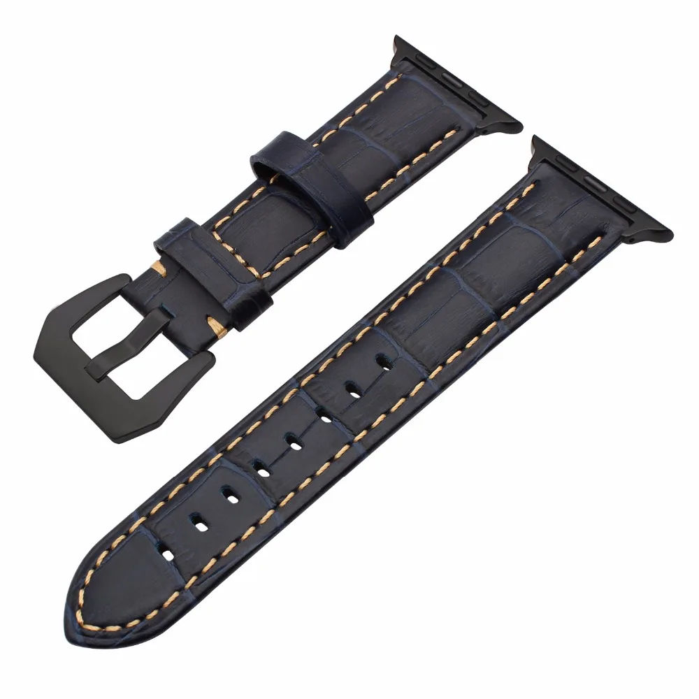 IWonow ремешок из натуральной телячьей кожи для iWatch Apple Watch 38 мм 42 Черный Серебристый