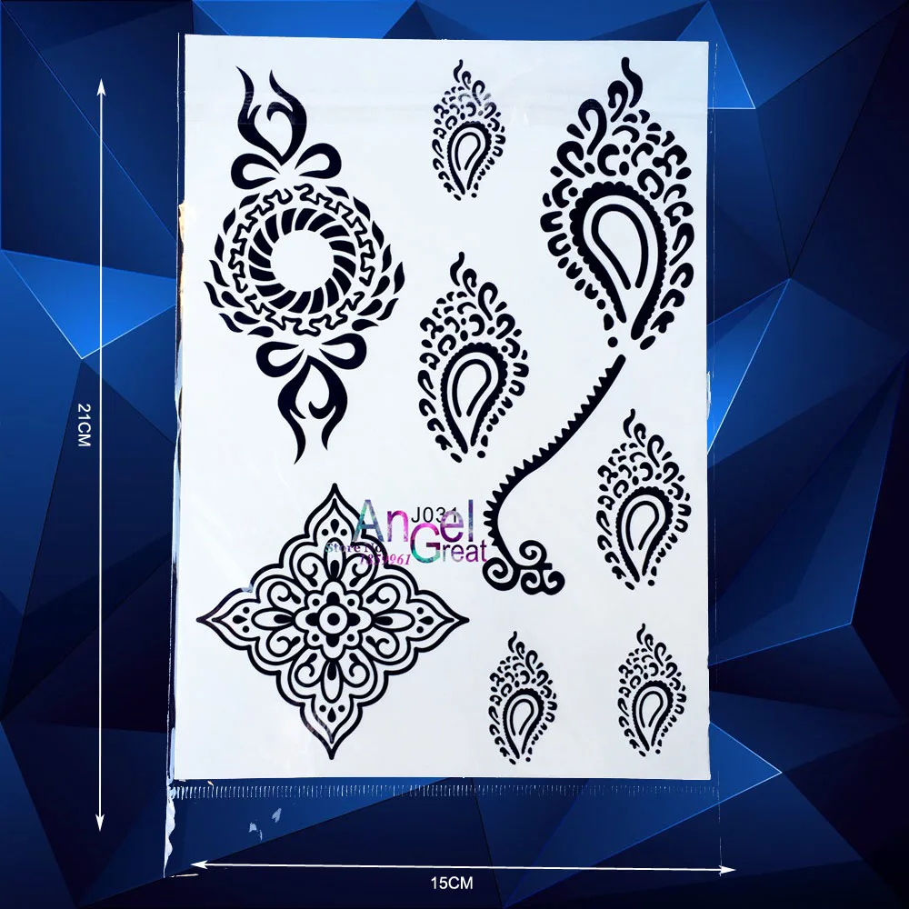 

1 шт. Водонепроницаемый flash Henna Временные татуировки Стикеры Для женщин Макияж P Книги по искусству Y abj31 черный хна поддельные татуировки Сре...