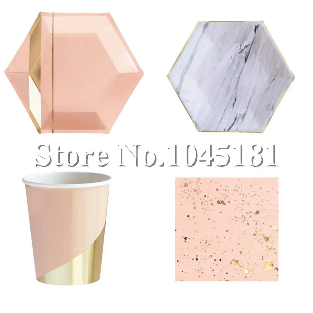 Ipalmay Румяна розовые и бумажные золотистые тарелки мраморные плиты чашки для