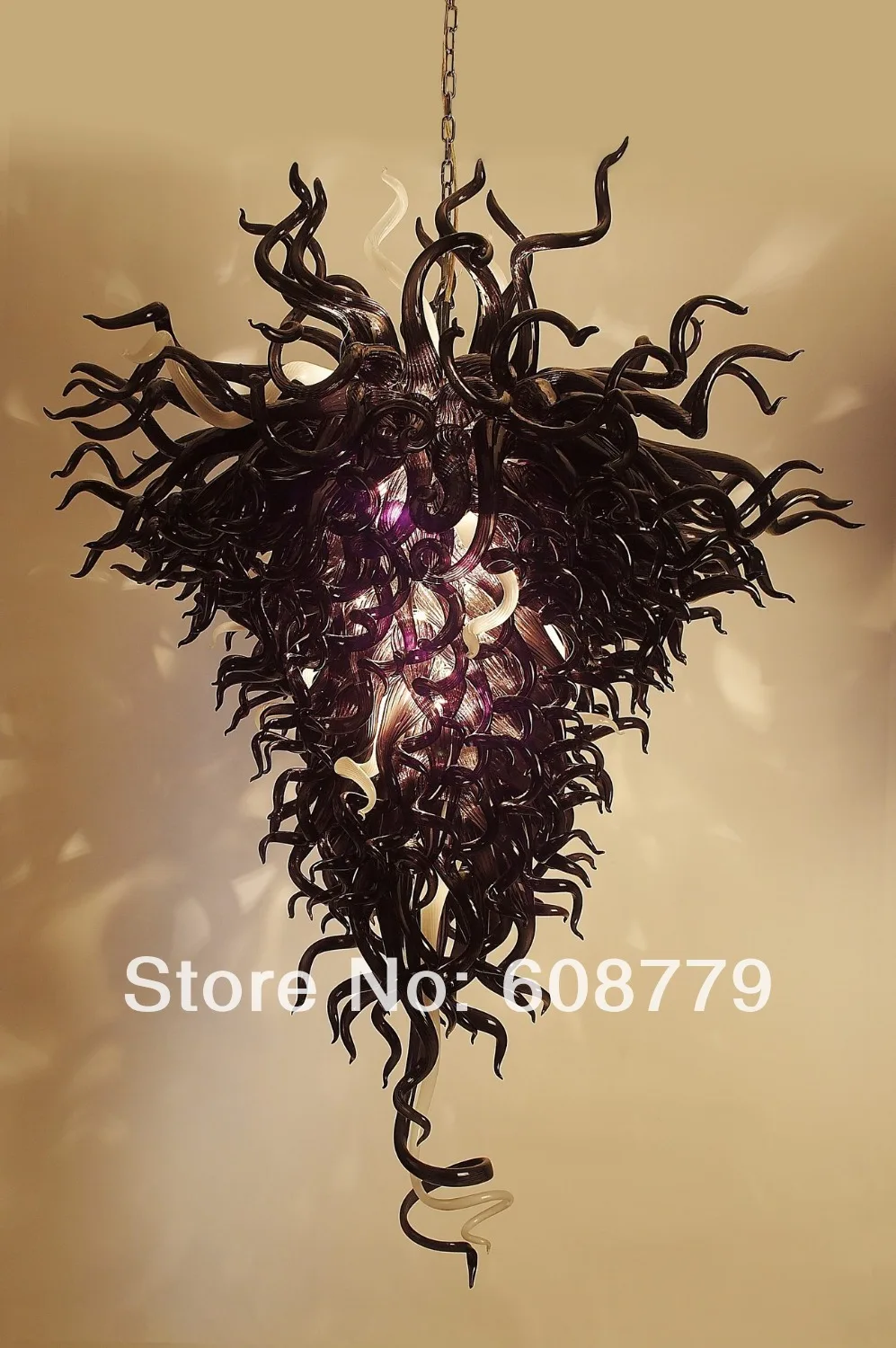 

Modern Foyer Hand Blown Glass Black Chandelier For Sale