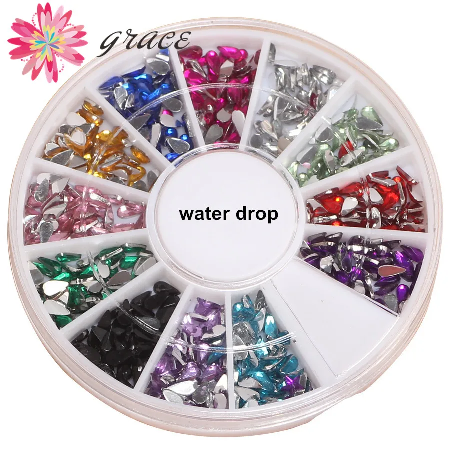 2 колеса/лот Акриловые Стразы для ногтей с плоской задней стороной без горячей