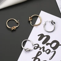 unique design knotted small hoop earrings for women cute round aros fashion brincos oorbellen ear jewelry christmas gifts xe424