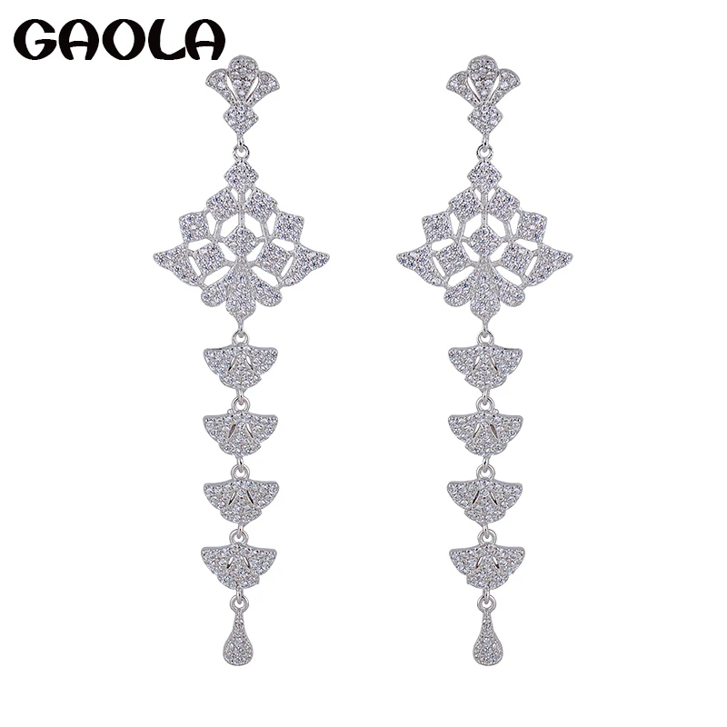 

Top Quality Micro-inserts Long CZ Dangle Drop Earring Austria AAA Cubic Zircon Earrings India Style GLE5222Y