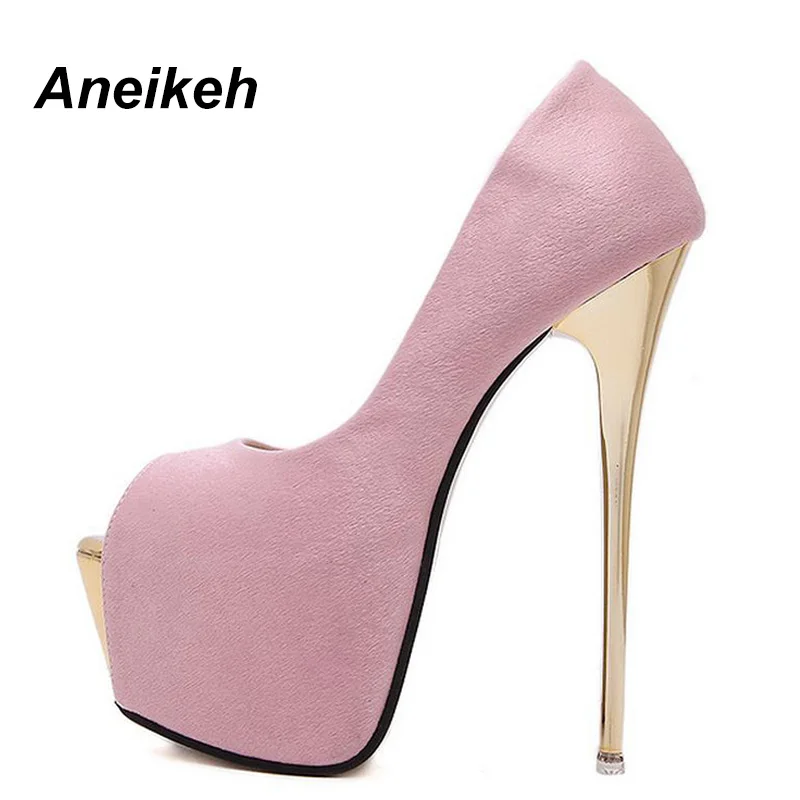 Aneikeh 2021 Брендовые женские туфли на высоком каблуке 16 см лодочки шпильке женская