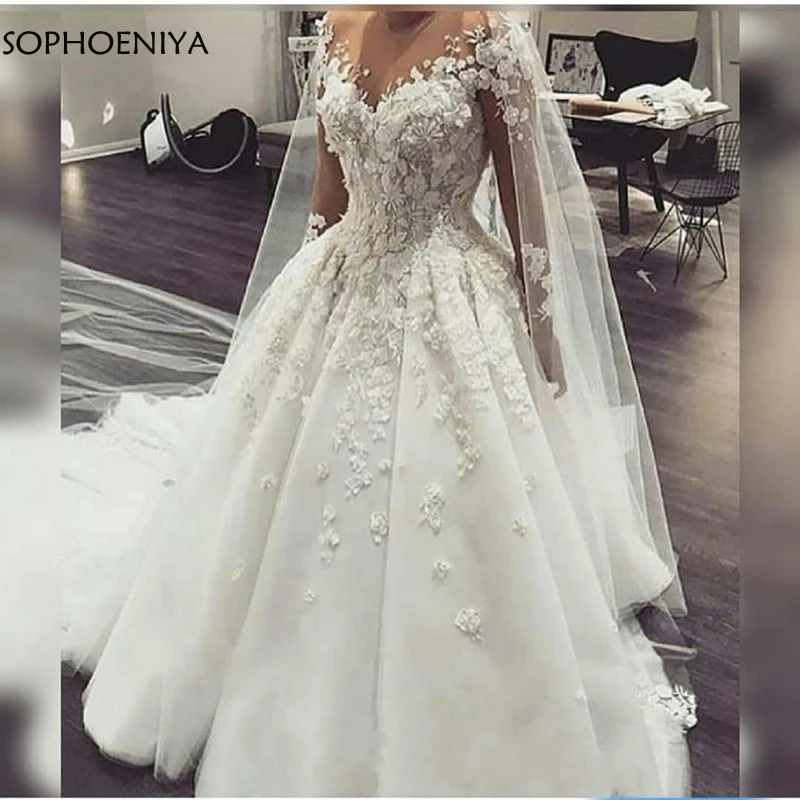 Новое поступление, роскошное свадебное платье трапециевидной формы,, Vestido de festa longo, кружевные аппликации, gelinlik, свадебные платья, robe de mariee