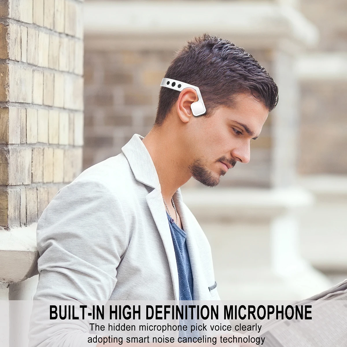 Портативный водонепроницаемый беспроводной Bluetooth Спорт на открытом воздухе бас наушники костной проводимости гарнитура наушники с микрофоном