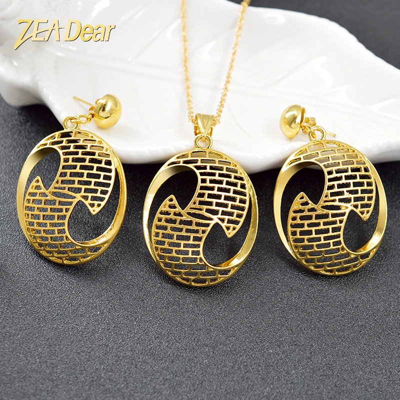 

ZEA Dear Jewelry Big Jewelry Set For Women Earrings Pendant Necklace Round Jewelry For Engagement Gift Classic Jewelry Findings