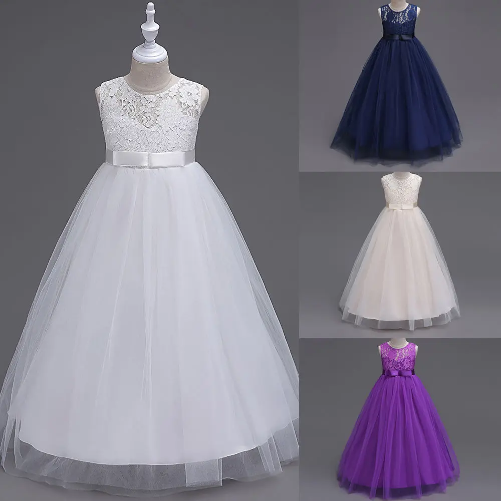 Шифоновое кружевное платье для девочек принцесс свадьбы подружки невесты