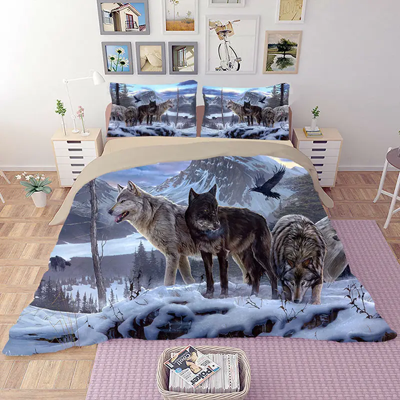 

HD Wolf Bedding Set 3D Animal Beddings Duvet Cover Set Bedclothes Twin Full Queen King