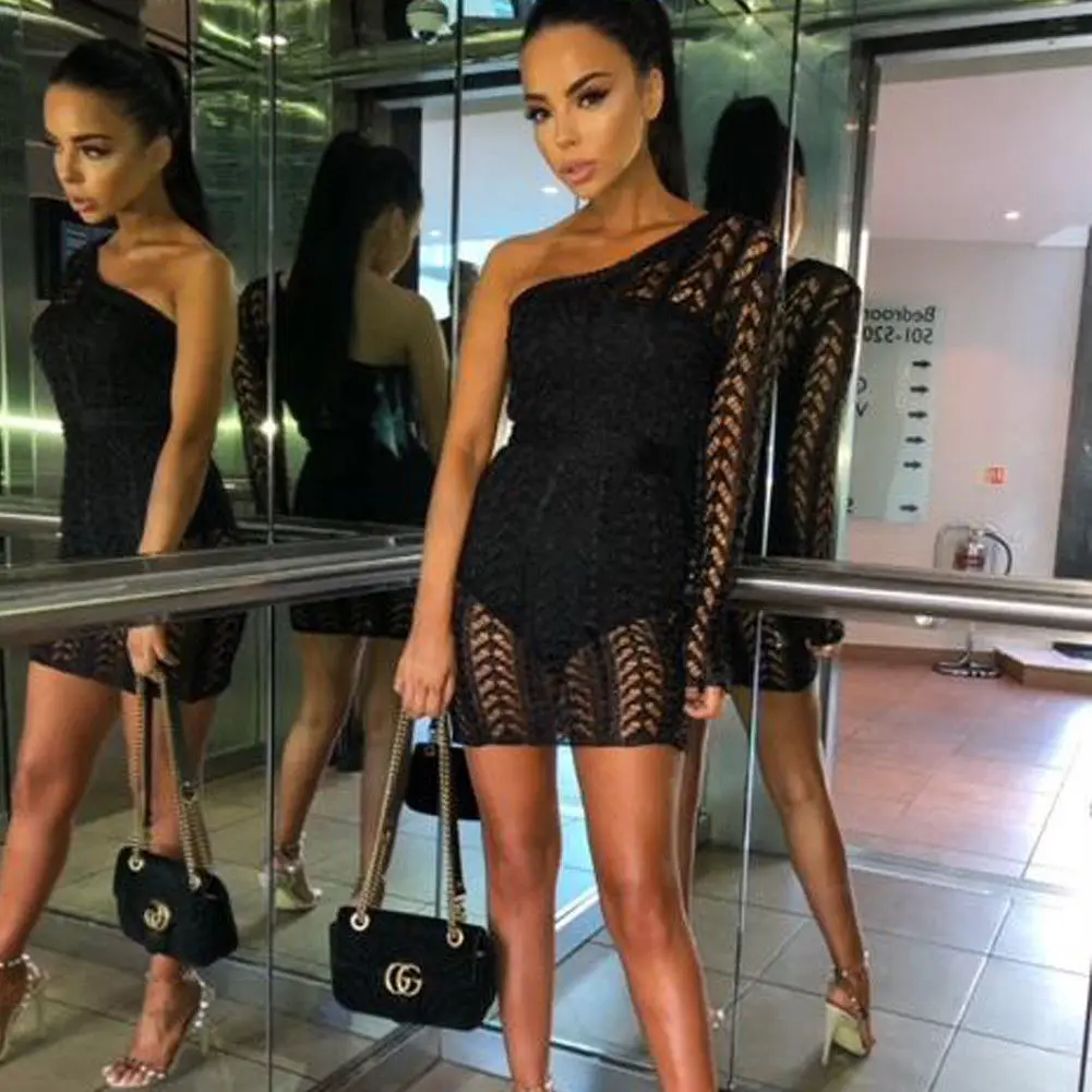 Осеннее Сексуальное Женское вязаное крючком платье новинка 2018 однотонное