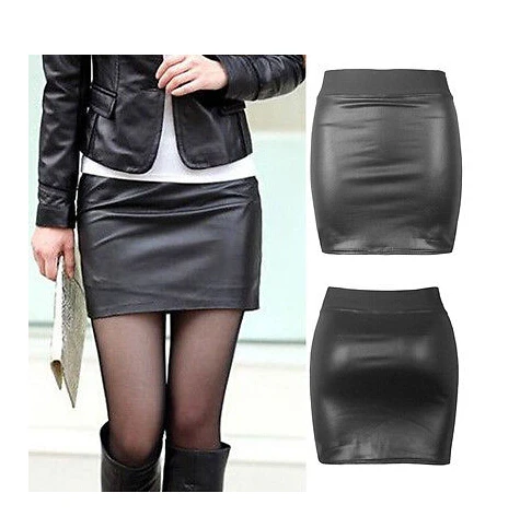 New Fashion Women Sexy Black PU Leather Bodycon Pencil High Waist Causal Mini Skirt | Женская одежда