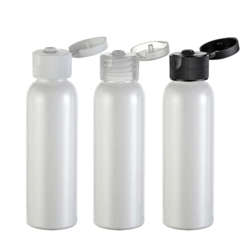 

30pcs/lot 60ml Black/White Flip Top Cap Refillable Bottle 60cc Transparent Small Bottle Hotel Shampoo, Shower Gel Bottle
