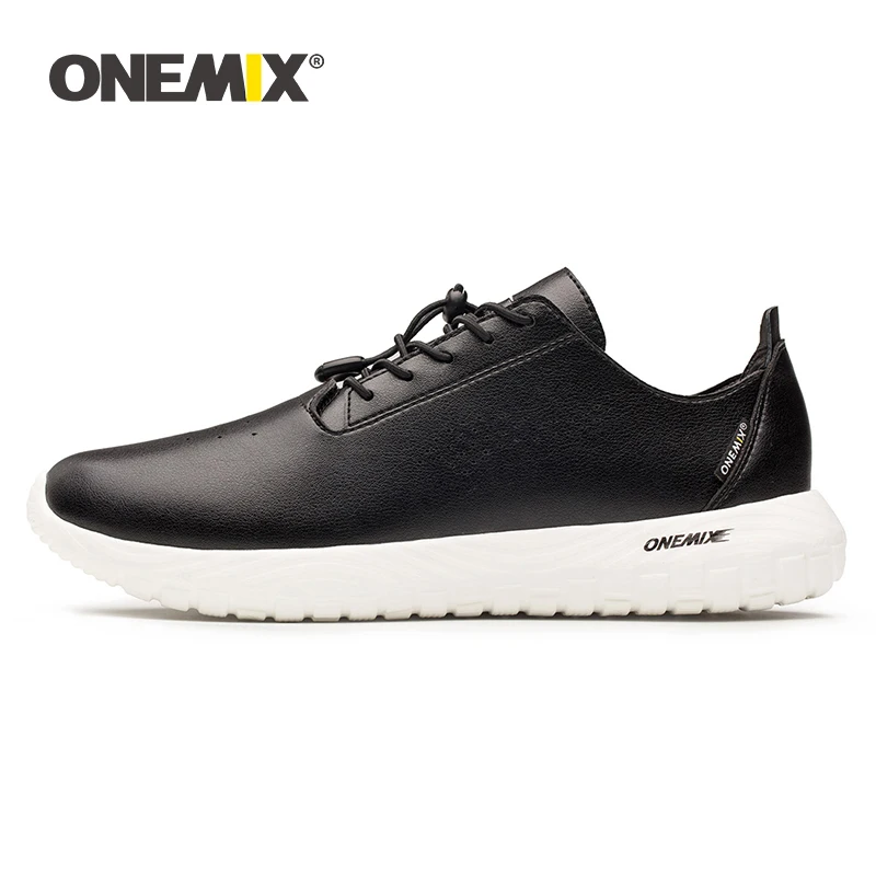 ONEMIX 2022 Brand Men Sneakers Business Leather Shoes Women Soft Femme Street Lightweight Shoes Man Flat Outdoor Walking Sneaker