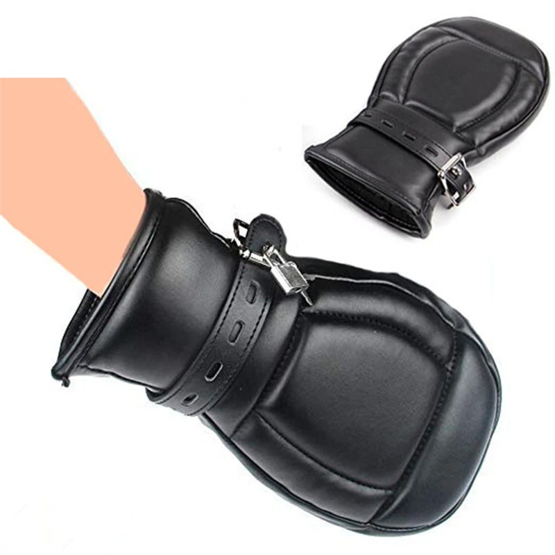 Мягкая искусственная кожа BDSM бондаж удерживающие полуперчатки на кулак перчатки