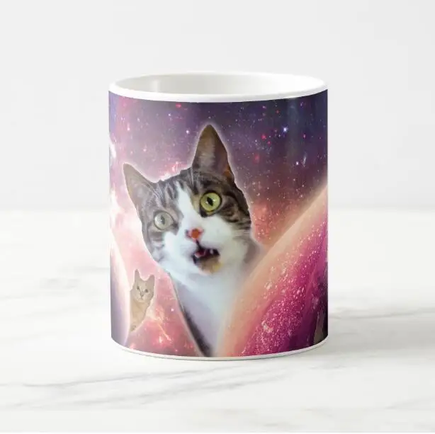Кофейная кружка с забавными космическими кошками LOL чайная чашка новинка чашки