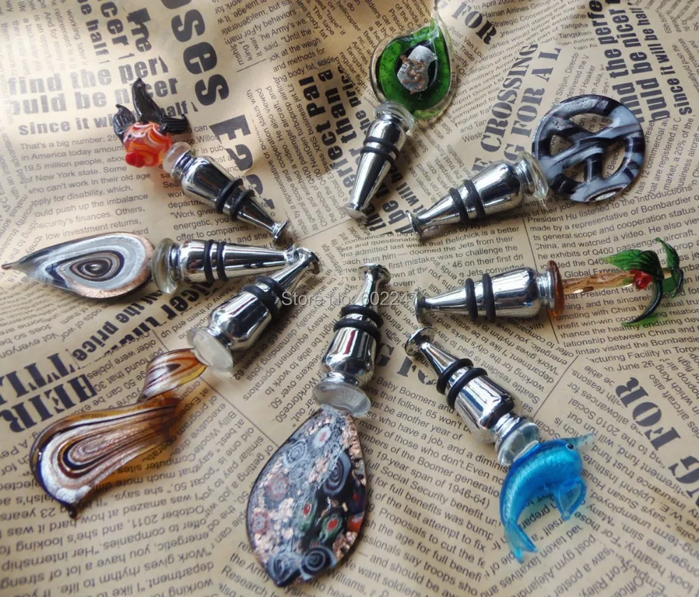 Lampwork Glass Bottle Stopper, Handmade Murano art Glass wine Stopper Wedding Part Gift