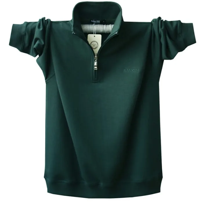 Для мужчин с длинным рукавом Poloshirt бренд Высокое качество, Большие размеры Стенд воротник хлопковые рубашки Для мужчин молнии Camisa поло Masculina A1108