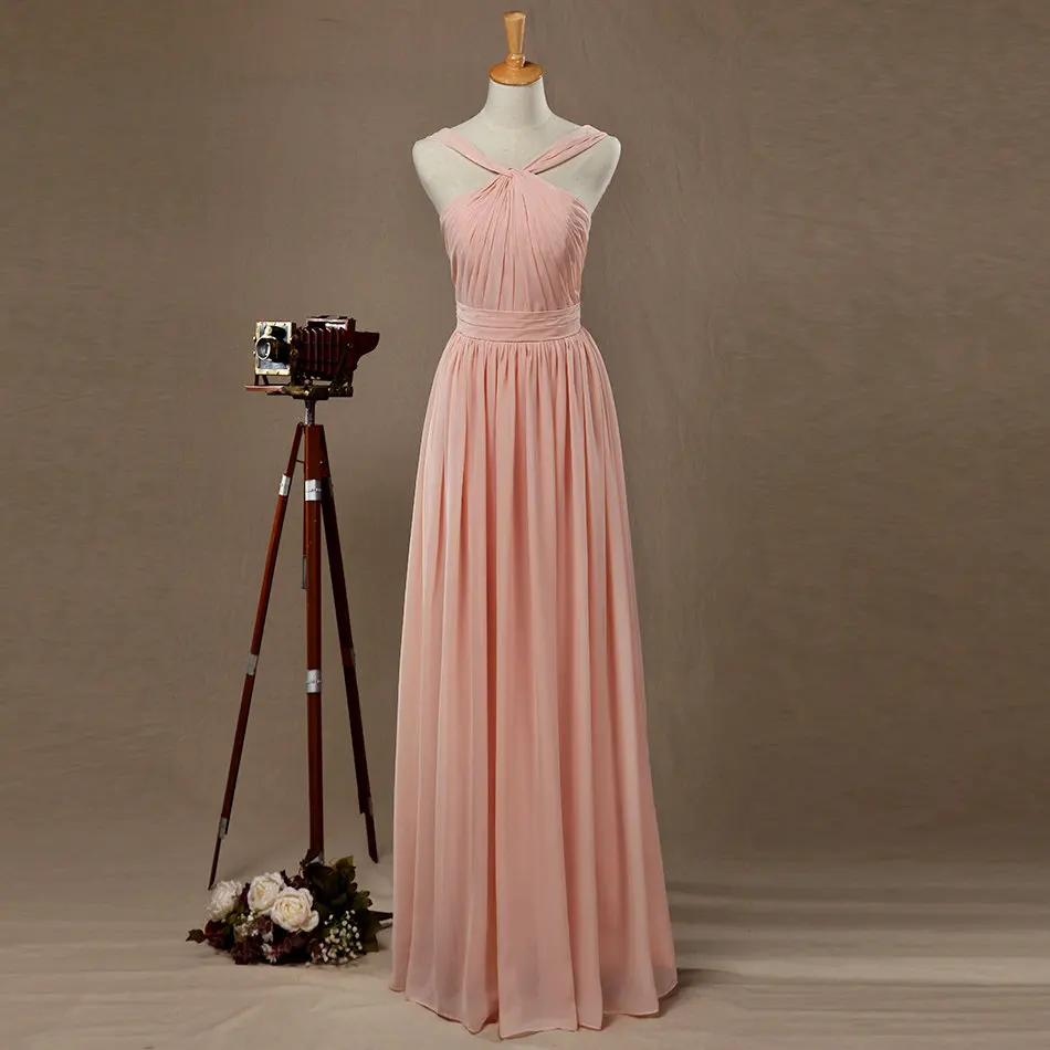 Розовое Новое поступление простые шифоновые плиссированные трапециевидные