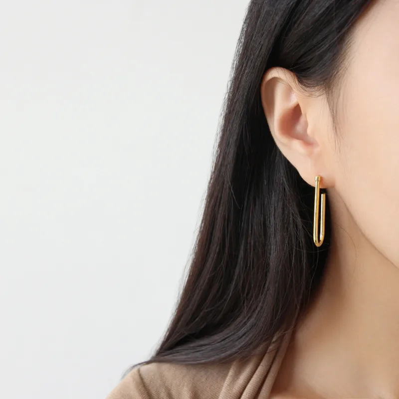 OLOEY, 925 пробы, серебряные серьги-гвоздики для девушек, женские корейские простые u-образные серьги, хорошее ювелирное изделие, подарок YME281