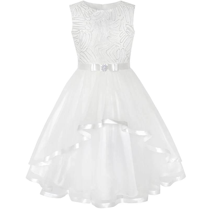 Flower Girl Dress Blush Belted Wedding Party Bridesmaid 2020 Summer Princess Dresses Kids Clothes Size 4-12 Carnival Vestidos | Детская