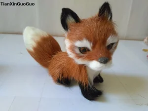 small cute brown fox hard model prop polyethylene&furs about 13x9cm squatting fox ,home decoration gift s1710