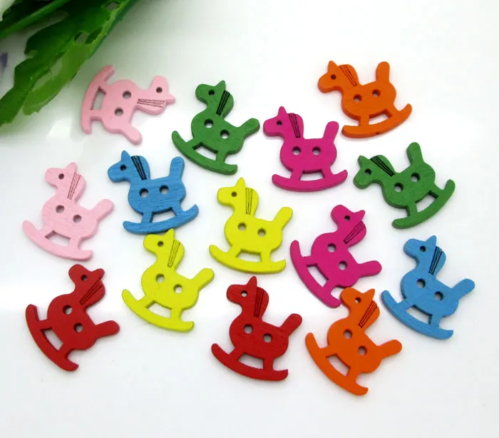 50 шт., смешанные деревянные пуговицы для шитья лошадей, детская одежда, скрапбукинг, декоративные ботоны для рукоделия, аксессуары для рукоделия 10