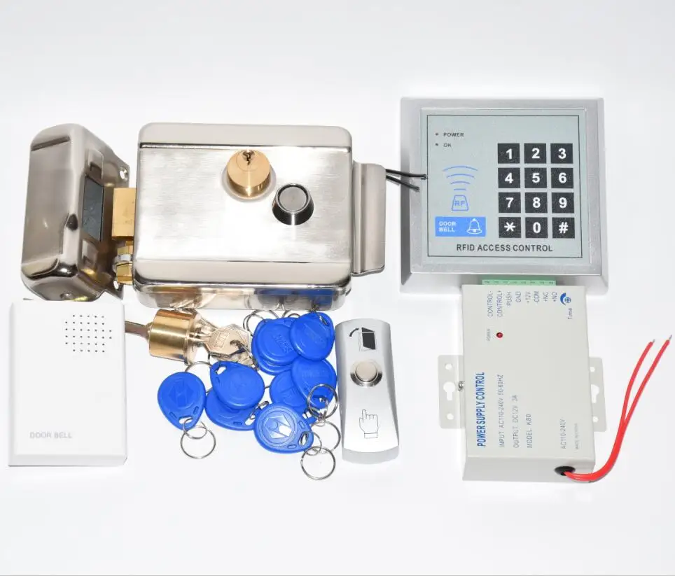 LPSECURITY RFID система контроля допуска к двери комплект с замком RFID Клавиатура+ мощность+ замок электрических ворот+ кнопка выхода двери+ 15 ключевые метки