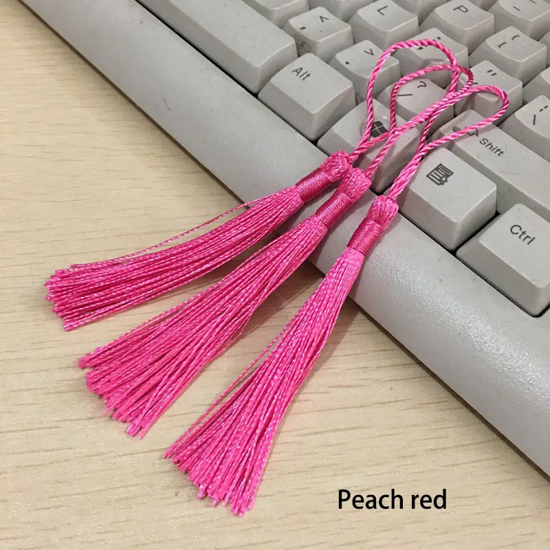 Peach red 100 шт./лот, 8 см., вертикальная кисточка, шелковая бахрома, шитье, Банг, декоративная кисточка, брелок, кисточки для штор, украшение дома - Цвет: Peach red