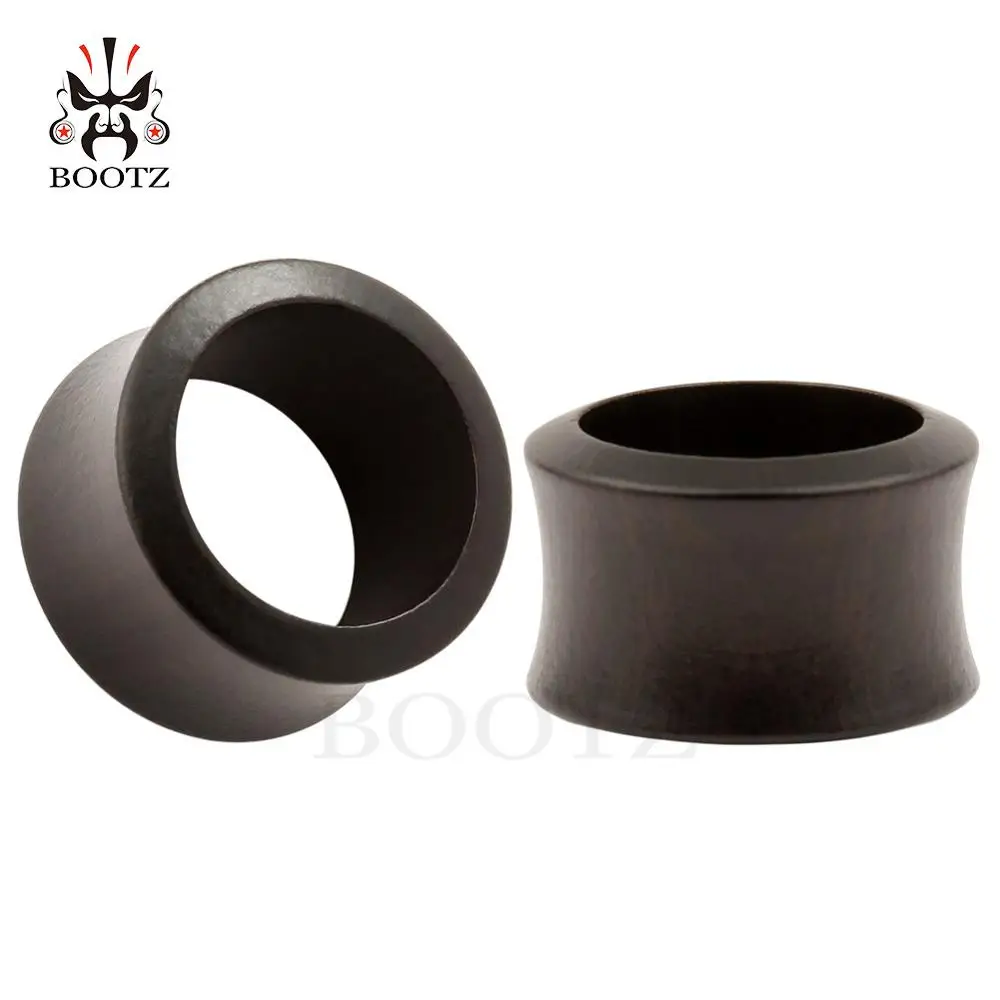 KUBOOZ, 2 шт, деревянные беруши, тоннели, носилки, пирсинг, модные украшения для тела, Эспандеры, измерительные сережки, подарок, 8 мм до 25 мм, для женщин и мужчин - Окраска металла: black