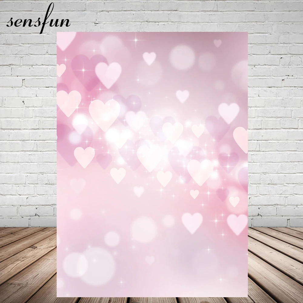 

Sensfun Pink Theme Valentine's Day Backdrop Bokeh Heart Romantic Photography Backgrounds For Photo Studio Customized 5x7ft Vinyl